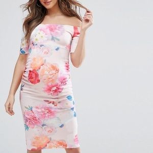 ASOS Maternity Off shoulder floral print Middi 6